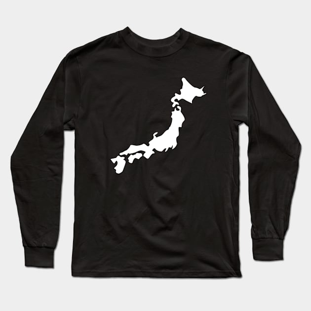 Japan Silhouette White Long Sleeve T-Shirt by Japan2PlanetEarth